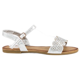 Comer Sandalias planas abrochadas con hebilla gris