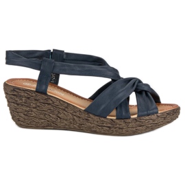 Sandalias de cuña sin cordones azul