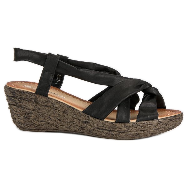 Sandalias de cuña sin cordones negro Sandalias de cuña sin cordones negro