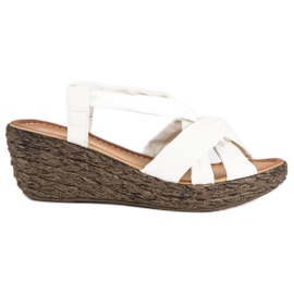 Sandalias de cuña sin cordones blanco