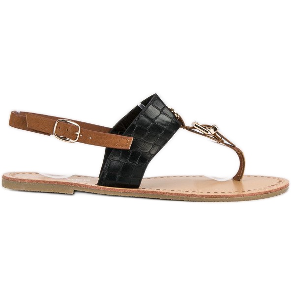 Comer Sandalias chanclas con estilo marrón negro