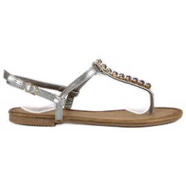 Comer Sandalias plateadas claras gris
