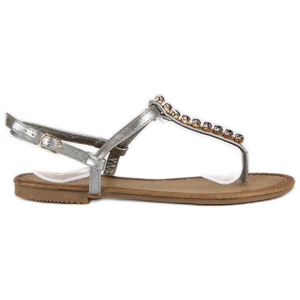 Comer Sandalias plateadas claras gris