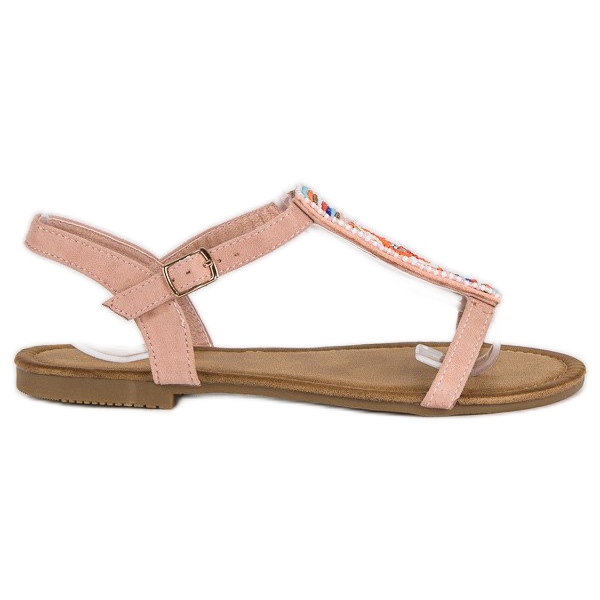 Comer Sandalias planas rosa boho rosado