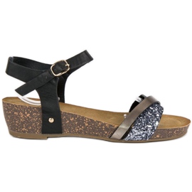 Cómodas sandalias cuña negro
