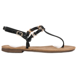 Comer Chanclas negras planas negro