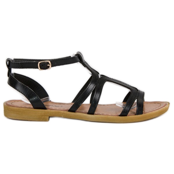 Sandalias planas negras con hebilla negro