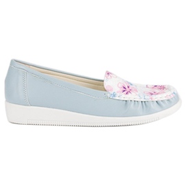 Tullo Mocasines Azules Con Flores