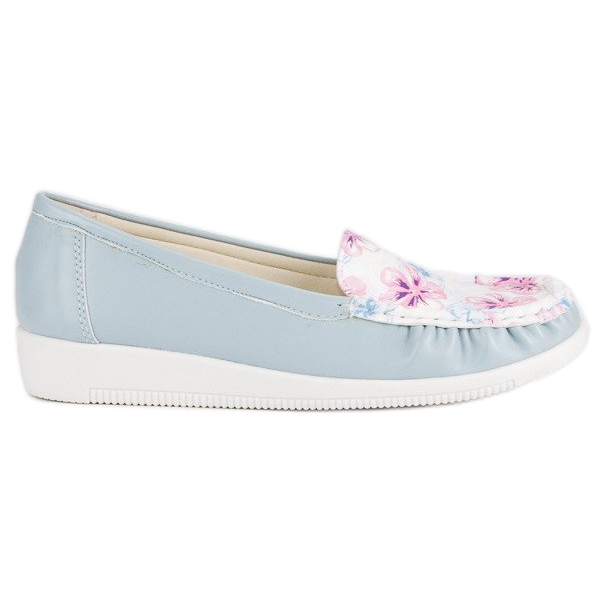 Tullo Mocasines Azules Con Flores Tullo Mocasines Azules Con Flores
