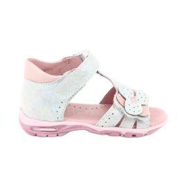 Sandalias brillantes con Velcro Ren But 1406 blanco azul gris rosado