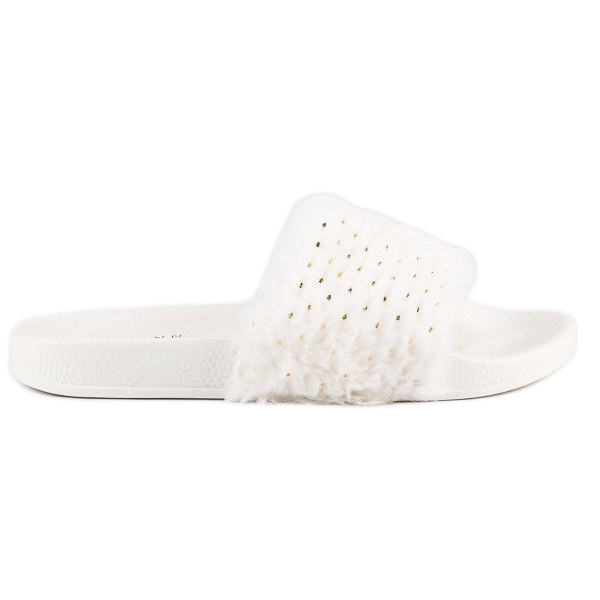 Erynn Chanclas blancas con pelo blanco Erynn Chanclas blancas con pelo blanco