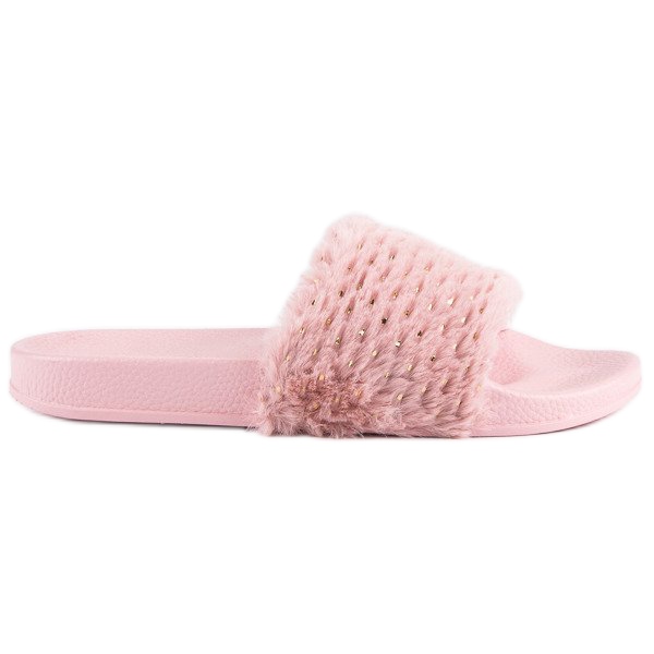 Erynn Chanclas rosas con pelo rosado