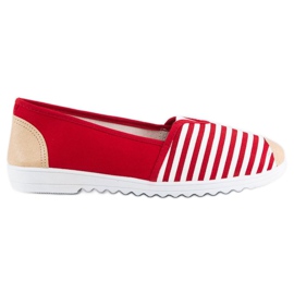 Slipons rayas rojas blanco marrón rojo