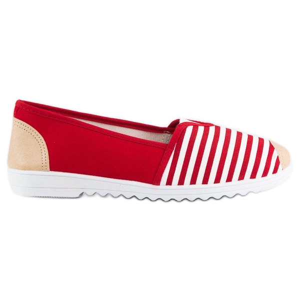 Slipons rayas rojas blanco marrón rojo