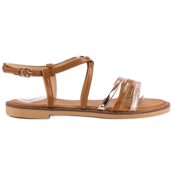 Bello Star Sandalias planas con hebilla marrón