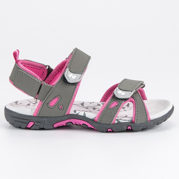 Hasby Sandalias cómodas de velcro gris