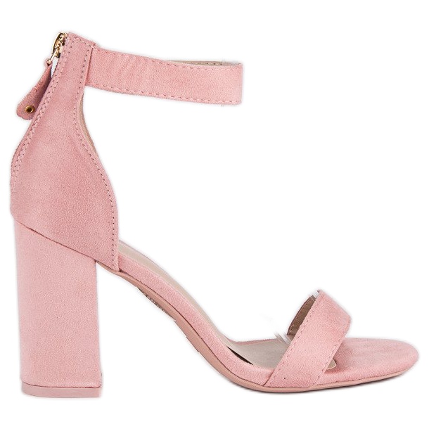 Sandalias cremallera ante rosado