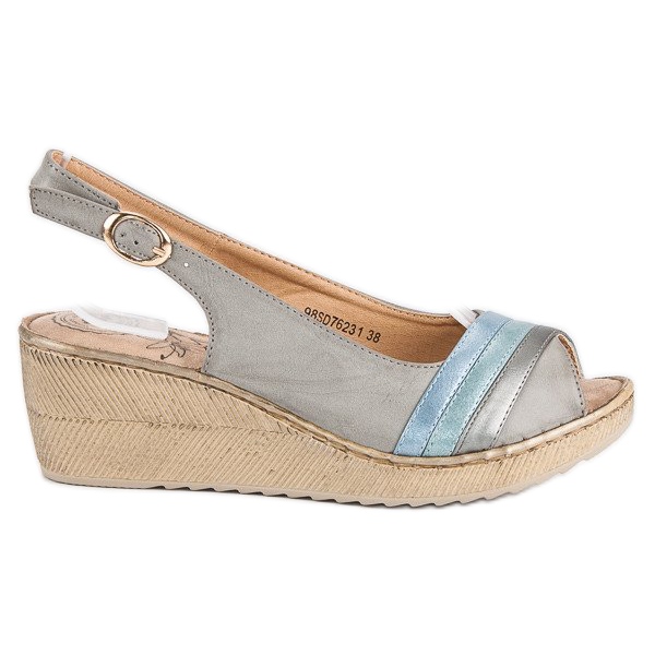 Cómodas sandalias cuña gris Cómodas sandalias cuña gris