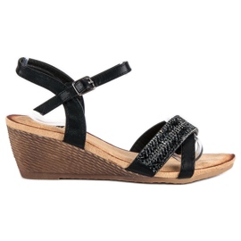 Fama Sandalias con adornos negro Fama Sandalias con adornos negro
