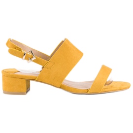 Fama Sandalias de tacón bajo amarillo