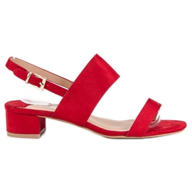 Fama Sandalias de tacón bajo rojo