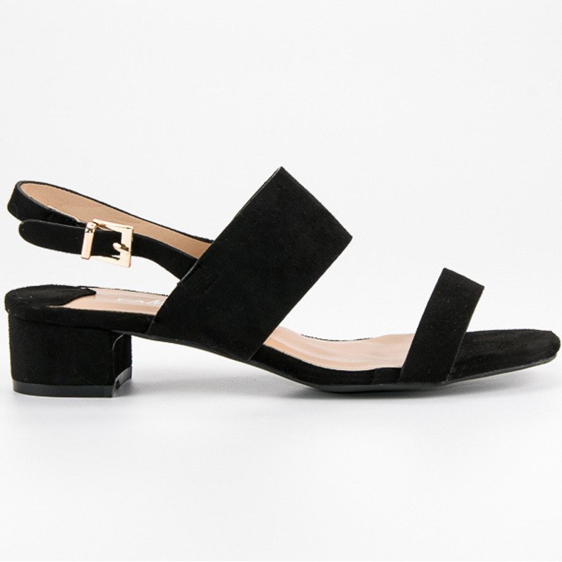 Fama Sandalias de tacón bajo negro