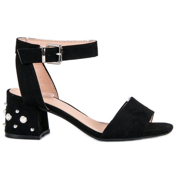 Erynn Sandalias con perlas negro