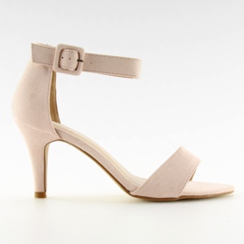 Sandalias de tacón bajo rosa BL076 rosado