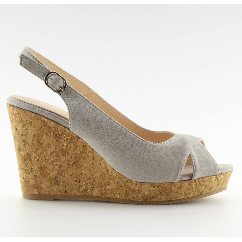 Sandalias grises con cuña de corcho 6421 Gris Sandalias grises con cuña de corcho 6421 Gris