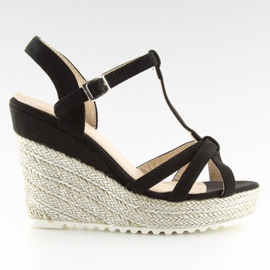 Negro Sandalias, alpargatas con cuña, negro 680-30 Negro