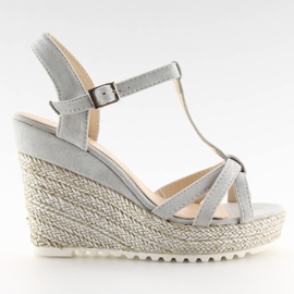 Sandalias grises, alpargatas en un tacón de cuña 680-30 Gris