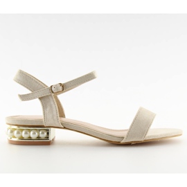 Sandalias tacón perlas beige 99