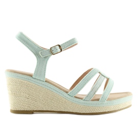 Sandalias con cuña baja celadón SR-2817 Verde