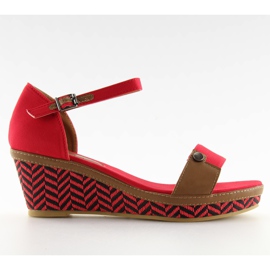 Sandalias cuña rojas J7731-8 rojo