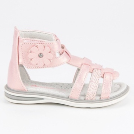 American Club Sandalias con flor americana rosado