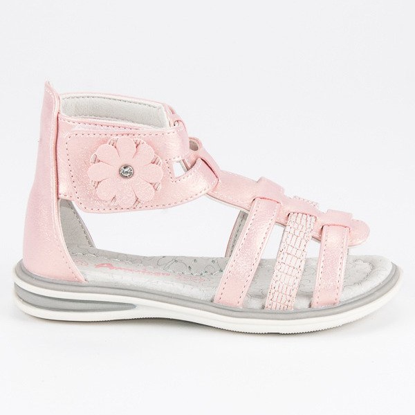 American Club Sandalias con flor americana rosado