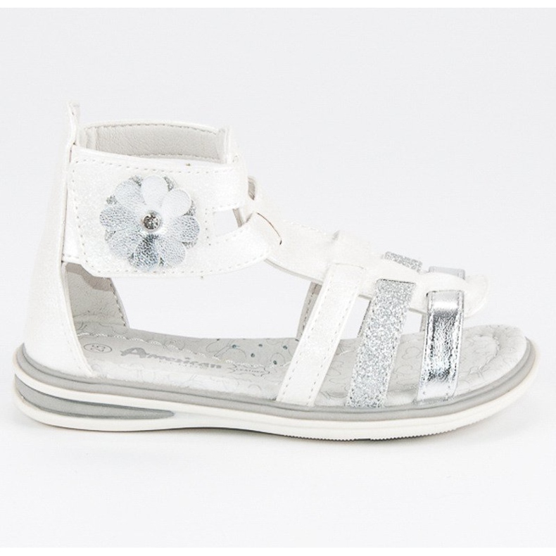 American Club Sandalias con una flor americana blanco