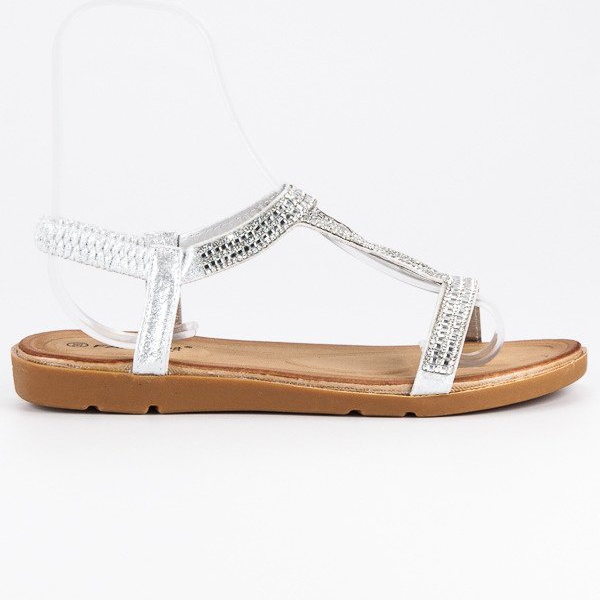 Fama Sandalias planas con circonitas gris
