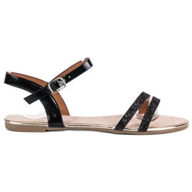 American Club Sandalias americanas planas negras negro
