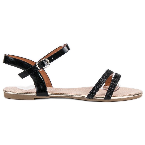American Club Sandalias americanas planas negras negro