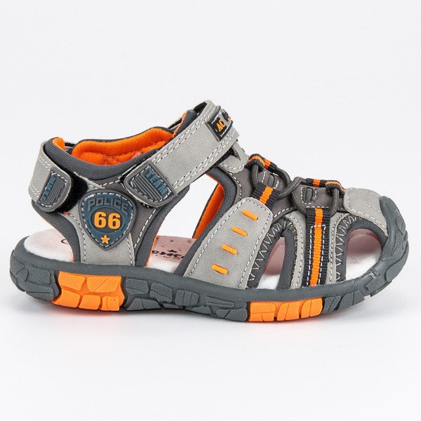 American Club Sandalias de velcro americano gris