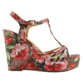 Sandalias cuña YX-17 rojo