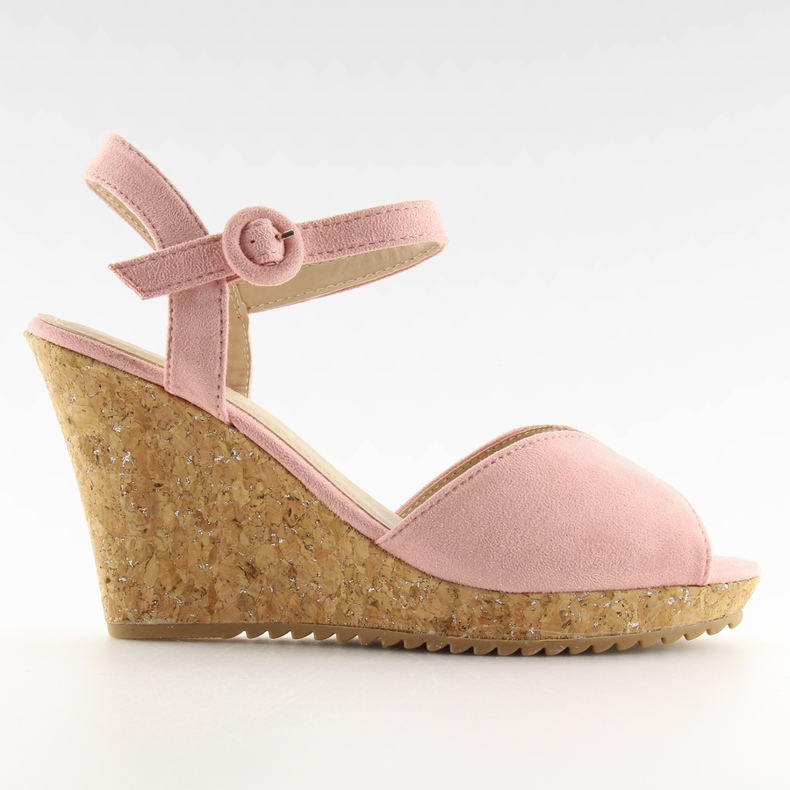 Sandalias rosas en tacones de cuña de corcho 3811 rosado