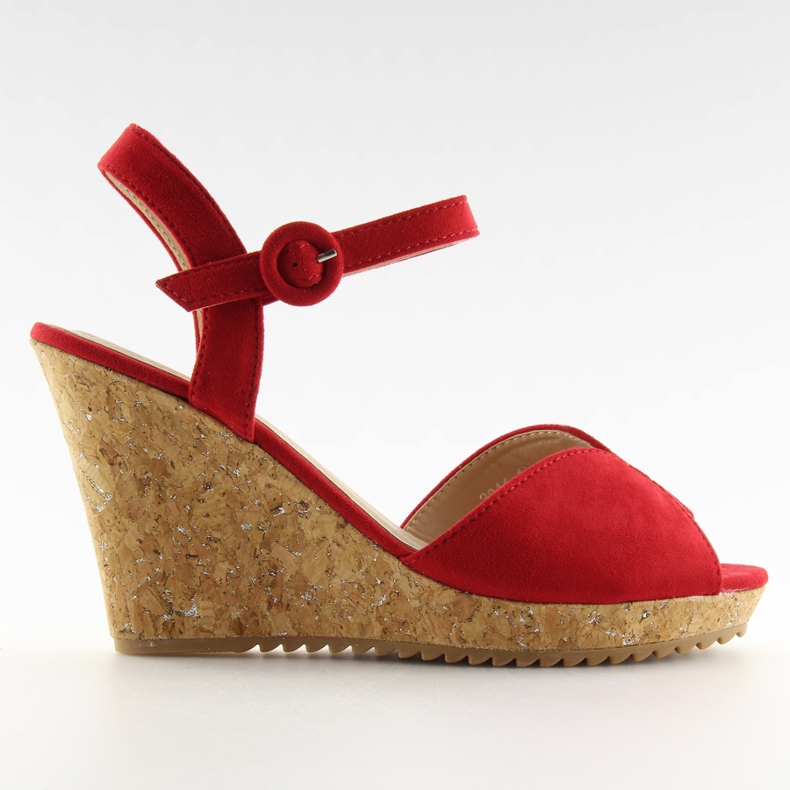 Sandalias rojas con cuña de corcho 3811 rojo