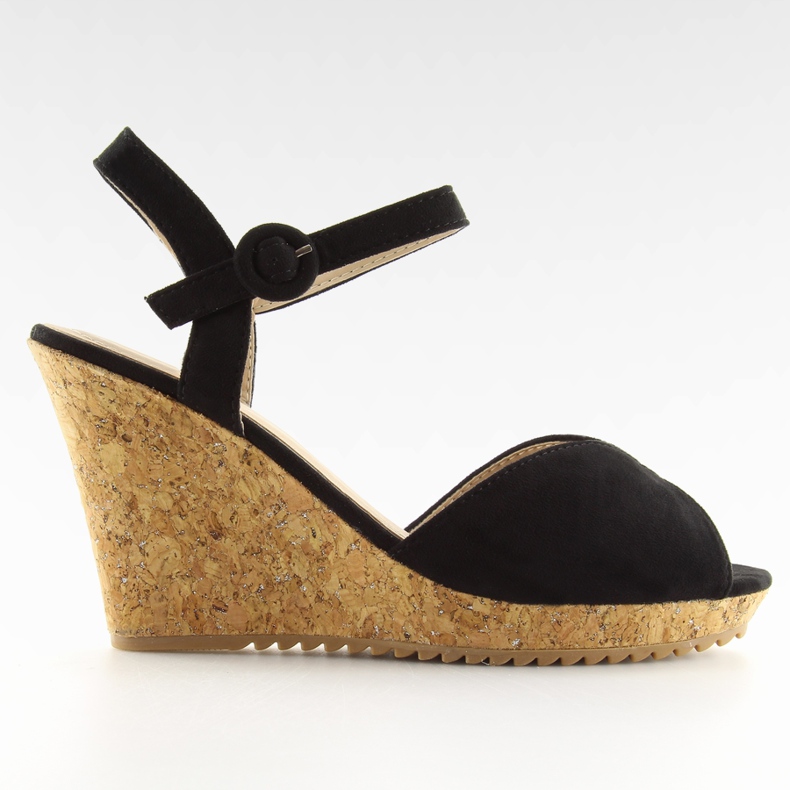 Sandalias negras con cuña de corcho 3811 negro