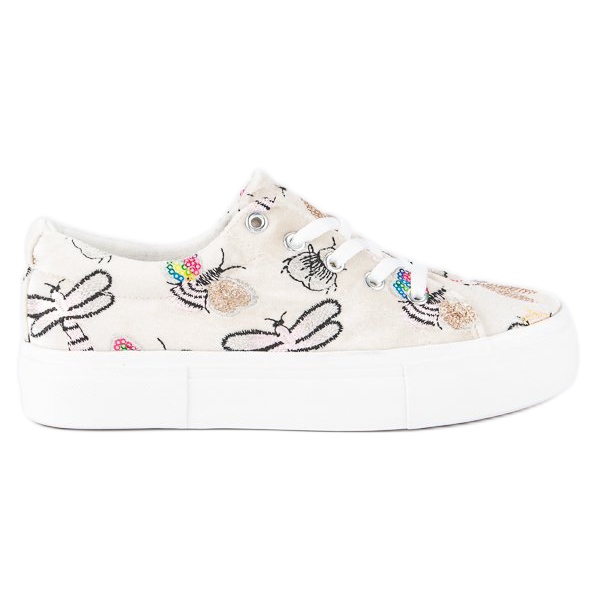 Kylie Zapatillas de terciopelo en la plataforma beige