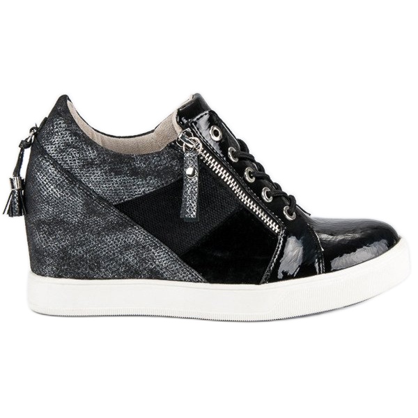 Kylie zapatillas de cuña de moda negro