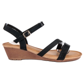 Bello Star Cómodas sandalias cuña negro