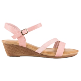 Bello Star Cómodas sandalias cuña rosa