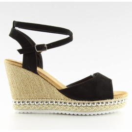 Sandalias negras con cuña LJ-5K41 negro